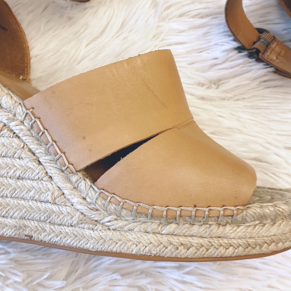 Treasure&Bond | Tan Leather Platform Espadrille wedges sandals women size 8 - Picture 6 of 8